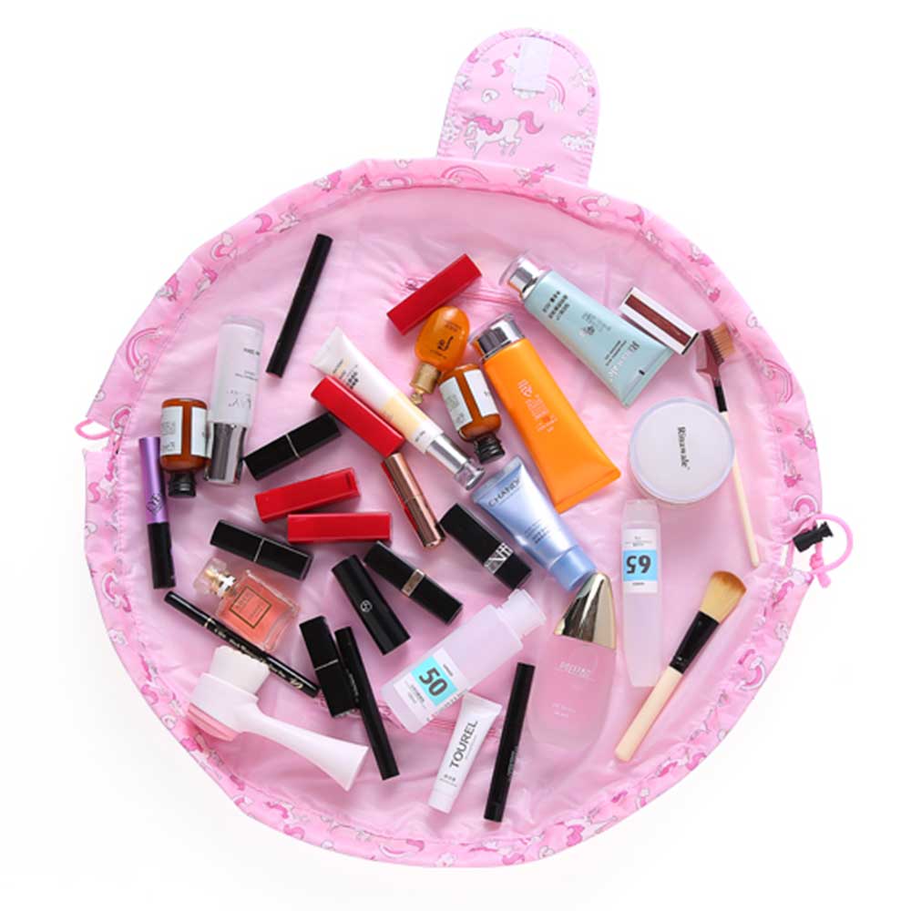 Portable Makeup Drawstring Bags Storage Travel Pouch Cosmetic Bag – Pink